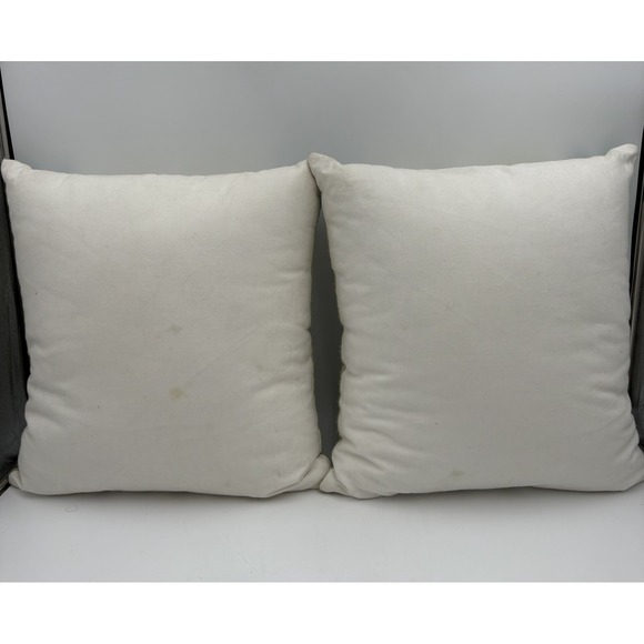 Set 2 Boho Embroidered Throw Pillows 16x16 Geometric Floral Zip Cover W/ Inserts - Picture 5 of 10